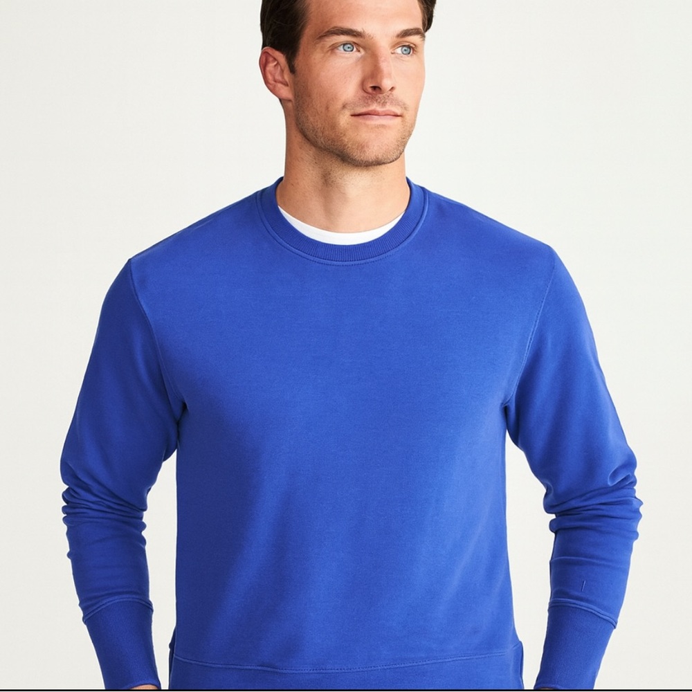 johnnie O Brittian Royal Blue Crewneck Sweatshirt Mens Medium Split Hem